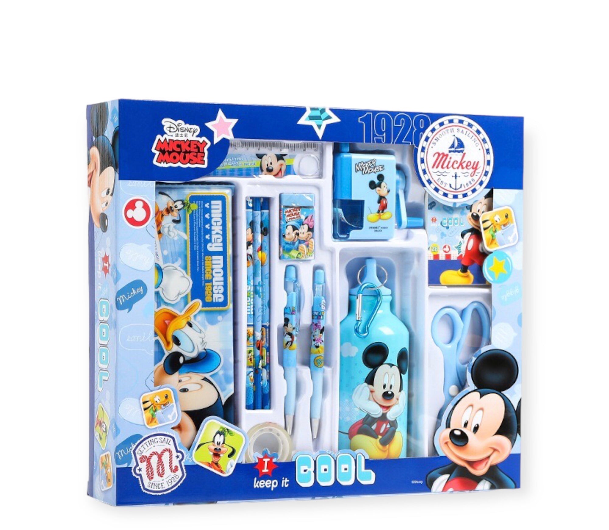 Mickey Stationary Set With Water bottle.